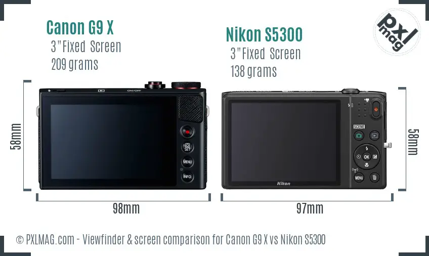 Canon G9 X vs Nikon S5300 Screen and Viewfinder comparison