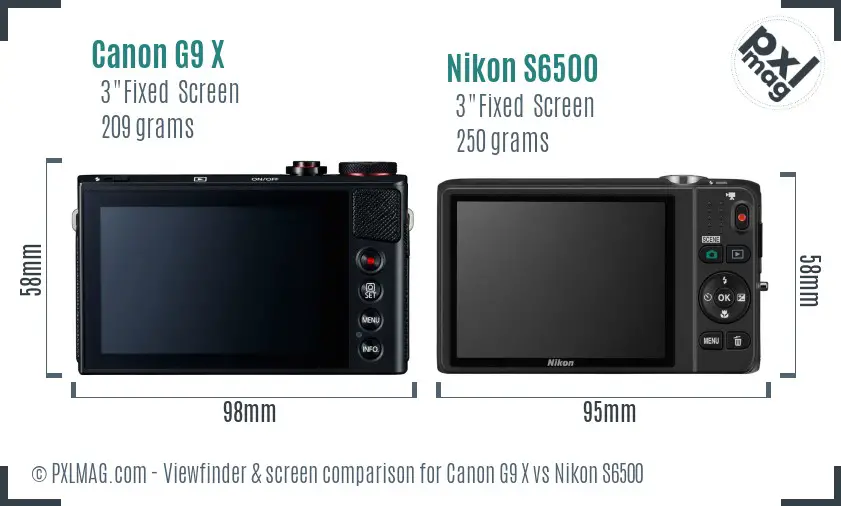 Canon G9 X vs Nikon S6500 Screen and Viewfinder comparison