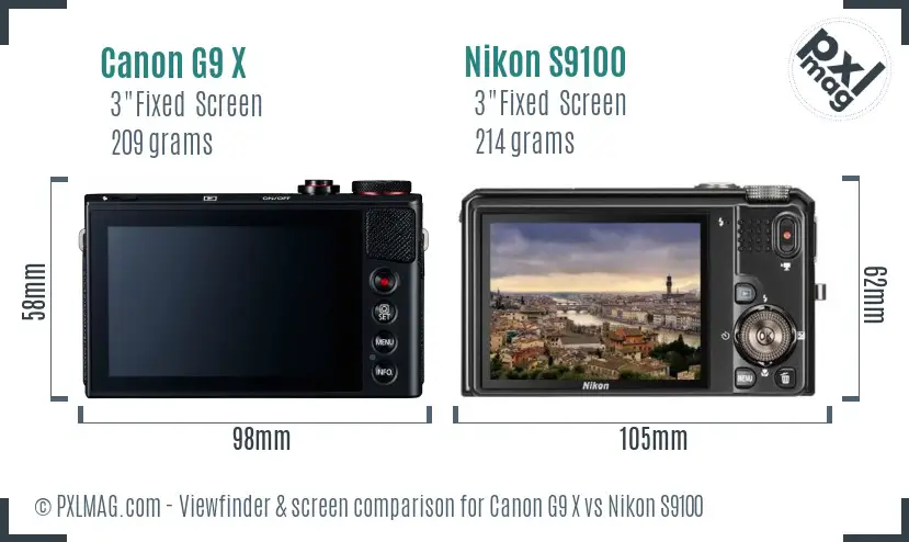 Canon G9 X vs Nikon S9100 Screen and Viewfinder comparison