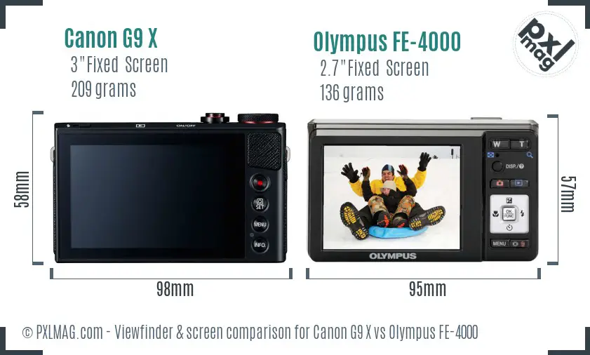 Canon G9 X vs Olympus FE-4000 Screen and Viewfinder comparison Canon G9 X vs Olympus FE-4000 Screen and Viewfinder comparison
