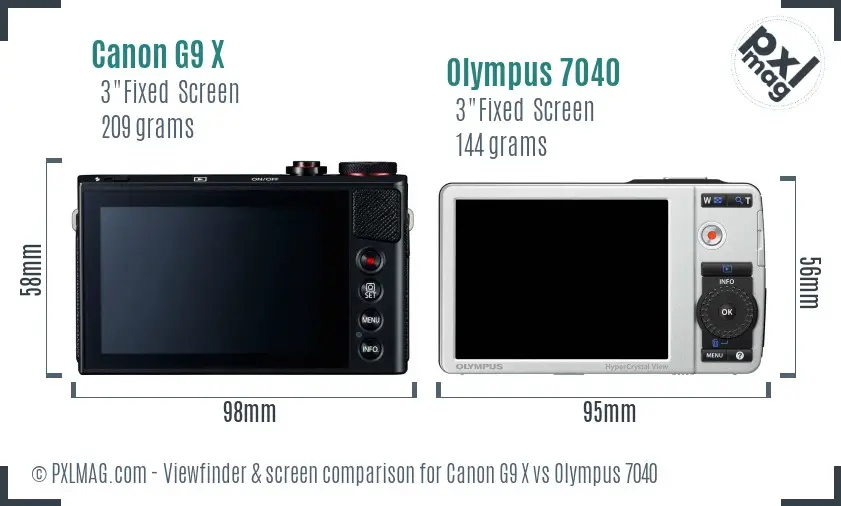 Canon G9 X vs Olympus 7040 Screen and Viewfinder comparison Canon G9 X vs Olympus 7040 Screen and Viewfinder comparison