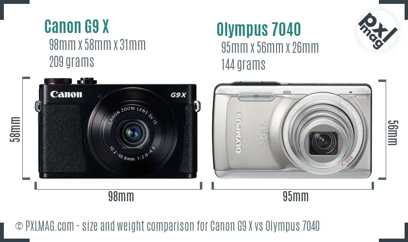 Canon G9 X vs Olympus 7040 size comparison Canon G9 X vs Olympus 7040 size comparison
