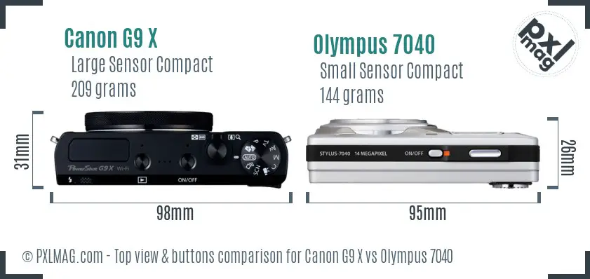 Canon G9 X vs Olympus 7040 top view buttons comparison Canon G9 X vs Olympus 7040 top view buttons comparison