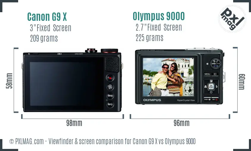 Canon G9 X vs Olympus 9000 Screen and Viewfinder comparison Canon G9 X vs Olympus 9000 Screen and Viewfinder comparison