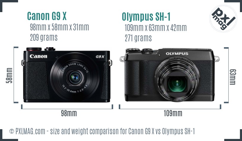 Canon G9 X vs Olympus SH-1 size comparison