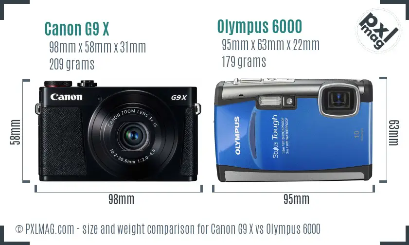 Canon G9 X vs Olympus 6000 size comparison