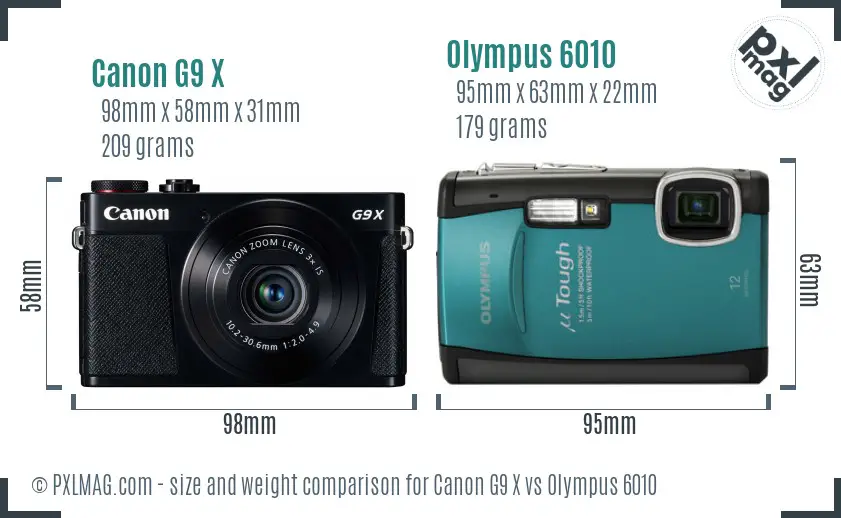 Canon G9 X vs Olympus 6010 size comparison