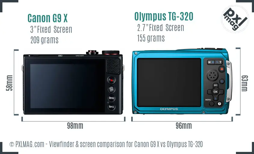 Canon G9 X vs Olympus TG-320 Screen and Viewfinder comparison