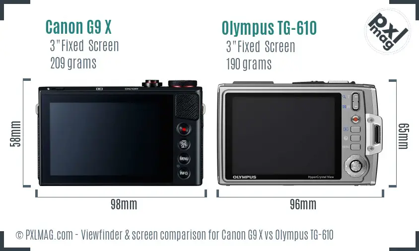 Canon G9 X vs Olympus TG-610 Screen and Viewfinder comparison Canon G9 X vs Olympus TG-610 Screen and Viewfinder comparison