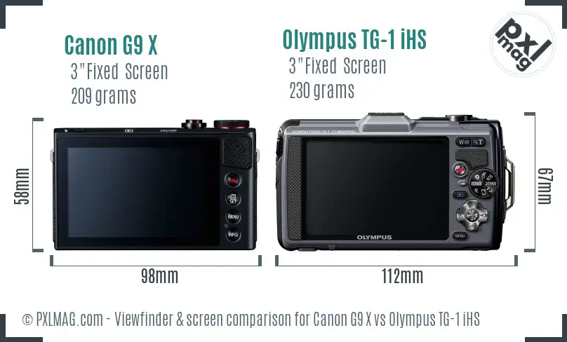 Canon G9 X vs Olympus TG-1 iHS Screen and Viewfinder comparison Canon G9 X vs Olympus TG-1 iHS Screen and Viewfinder comparison
