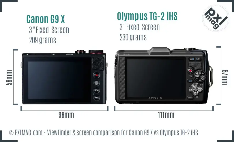 Canon G9 X vs Olympus TG-2 iHS Screen and Viewfinder comparison