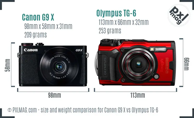 Canon G9 X vs Olympus TG-6 size comparison