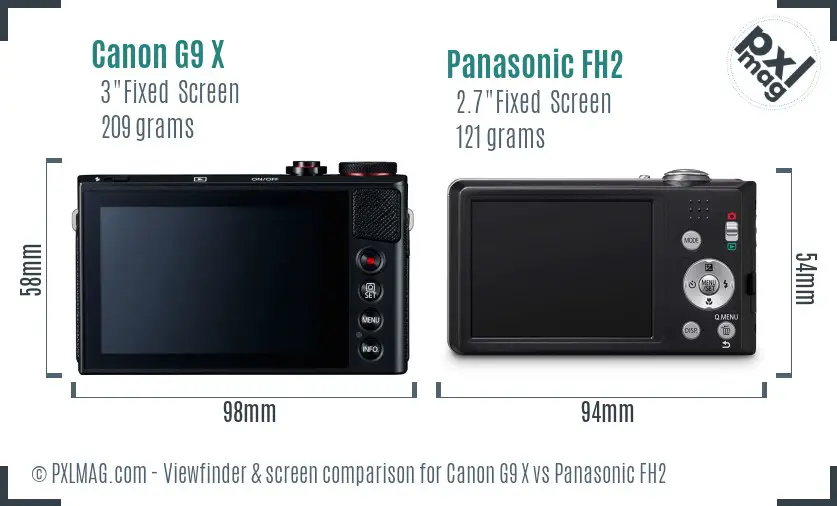 Canon G9 X vs Panasonic FH2 Screen and Viewfinder comparison Canon G9 X vs Panasonic FH2 Screen and Viewfinder comparison