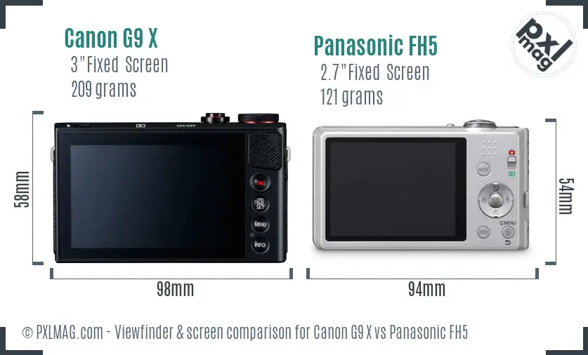 Canon G9 X vs Panasonic FH5 Screen and Viewfinder comparison