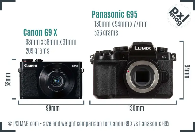 Canon G9 X vs Panasonic G95 size comparison Canon G9 X vs Panasonic G95 size comparison