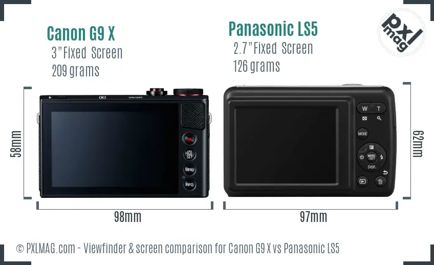Canon G9 X vs Panasonic LS5 Screen and Viewfinder comparison