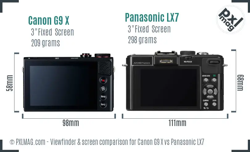 Canon G9 X vs Panasonic LX7 Screen and Viewfinder comparison