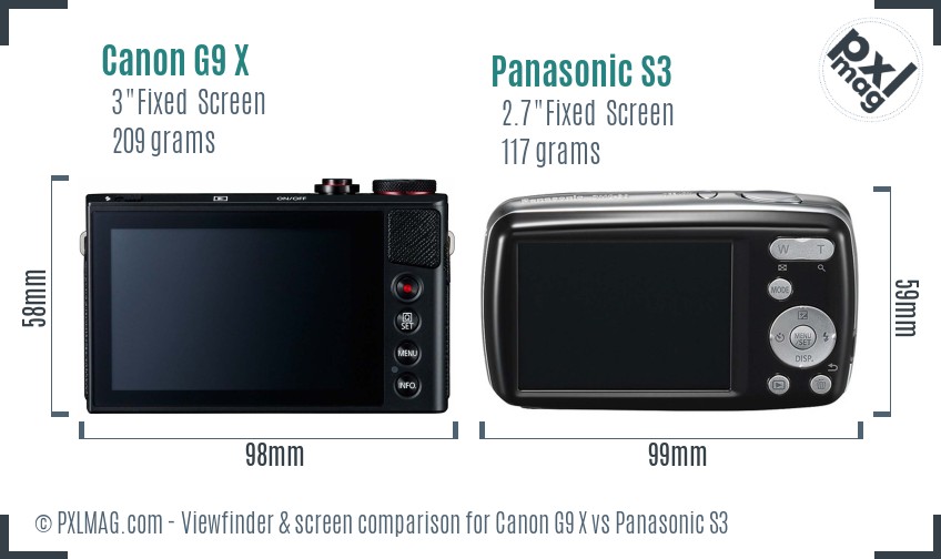 Canon G9 X vs Panasonic S3 Screen and Viewfinder comparison