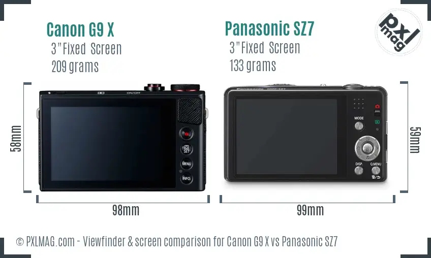 Canon G9 X vs Panasonic SZ7 Screen and Viewfinder comparison
