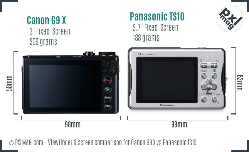 Canon G9 X vs Panasonic TS10 Screen and Viewfinder comparison Canon G9 X vs Panasonic TS10 Screen and Viewfinder comparison