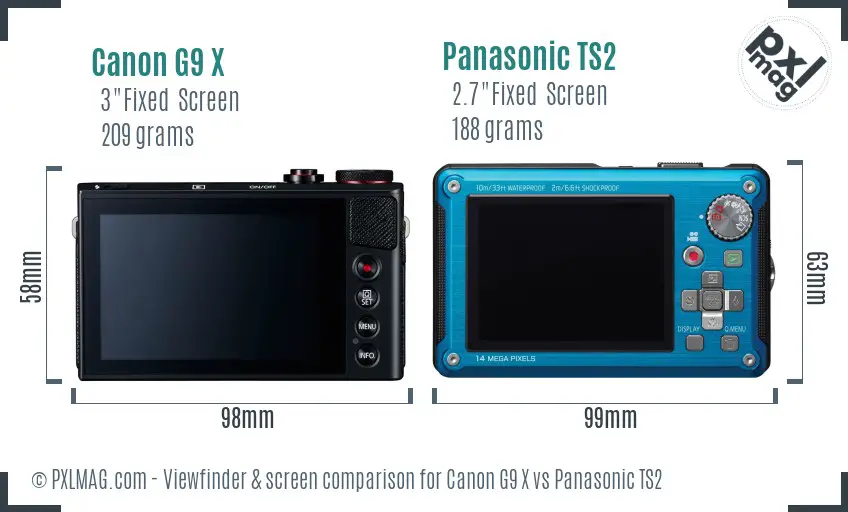 Canon G9 X vs Panasonic TS2 Screen and Viewfinder comparison