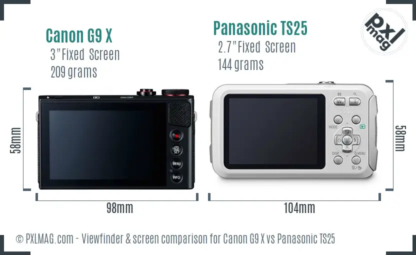 Canon G9 X vs Panasonic TS25 Screen and Viewfinder comparison Canon G9 X vs Panasonic TS25 Screen and Viewfinder comparison