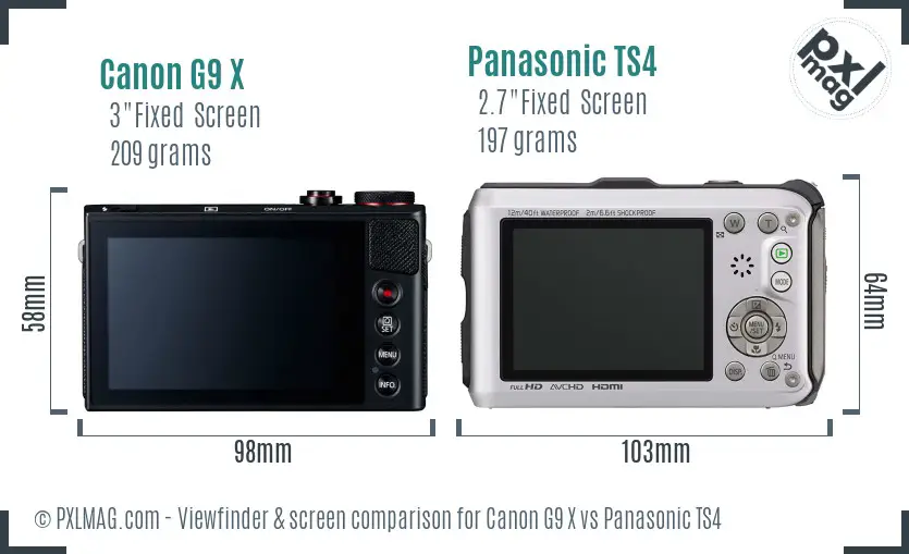 Canon G9 X vs Panasonic TS4 Screen and Viewfinder comparison Canon G9 X vs Panasonic TS4 Screen and Viewfinder comparison