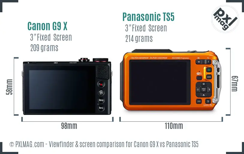 Canon G9 X vs Panasonic TS5 Screen and Viewfinder comparison Canon G9 X vs Panasonic TS5 Screen and Viewfinder comparison