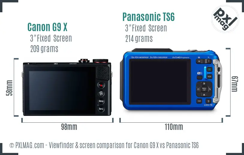 Canon G9 X vs Panasonic TS6 Screen and Viewfinder comparison Canon G9 X vs Panasonic TS6 Screen and Viewfinder comparison