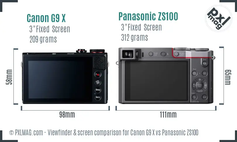 Canon G9 X vs Panasonic ZS100 Screen and Viewfinder comparison
