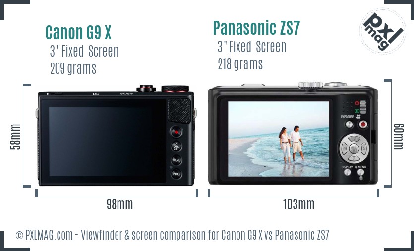 Canon G9 X vs Panasonic ZS7 Screen and Viewfinder comparison