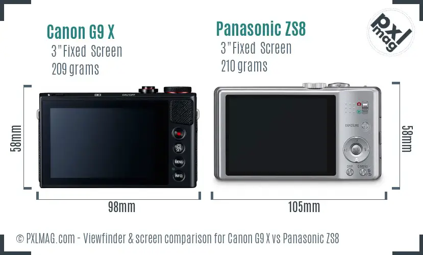 Canon G9 X vs Panasonic ZS8 Screen and Viewfinder comparison Canon G9 X vs Panasonic ZS8 Screen and Viewfinder comparison