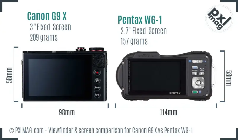 Canon G9 X vs Pentax WG-1 Screen and Viewfinder comparison