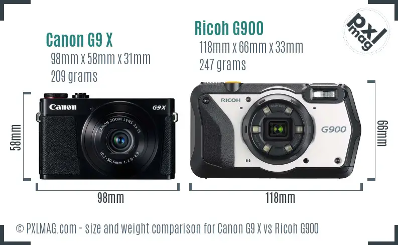 Canon G9 X vs Ricoh G900 size comparison