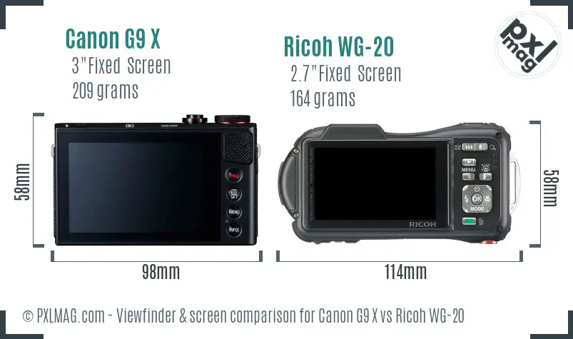 Canon G9 X vs Ricoh WG-20 Screen and Viewfinder comparison