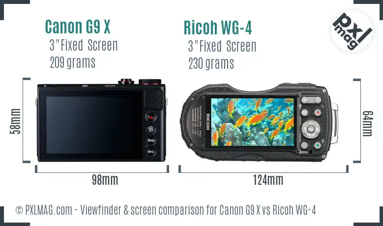 Canon G9 X vs Ricoh WG-4 Screen and Viewfinder comparison