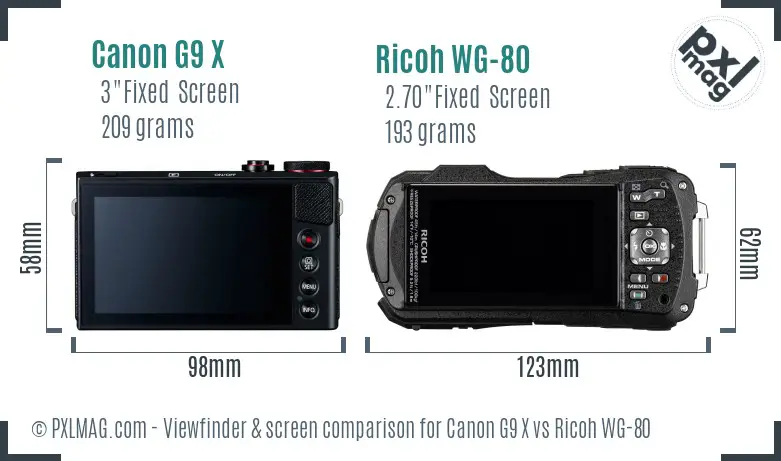 Canon G9 X vs Ricoh WG-80 Screen and Viewfinder comparison
