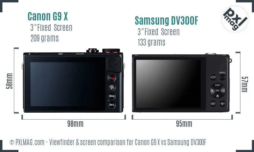Canon G9 X vs Samsung DV300F Screen and Viewfinder comparison Canon G9 X vs Samsung DV300F Screen and Viewfinder comparison