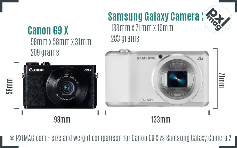 Canon G9 X vs Samsung Galaxy Camera 2 size comparison