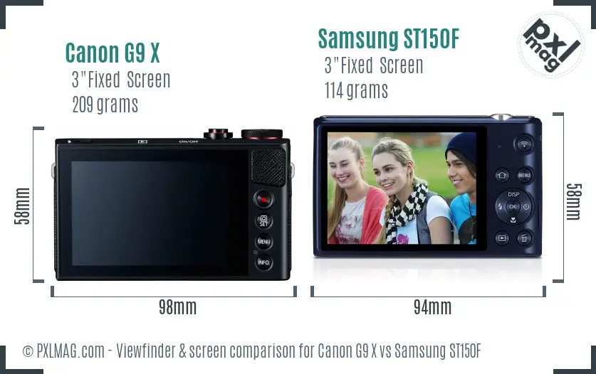 Canon G9 X vs Samsung ST150F Screen and Viewfinder comparison