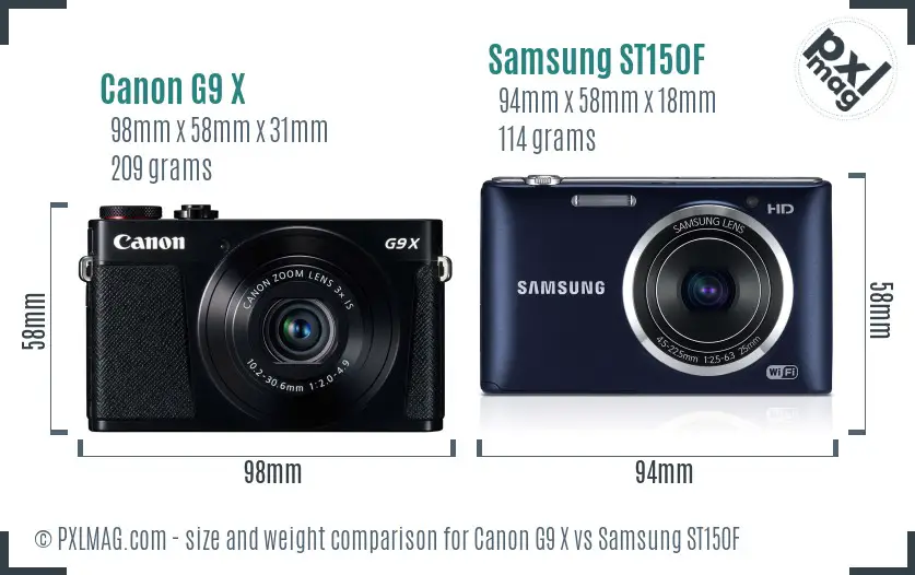 Canon G9 X vs Samsung ST150F size comparison