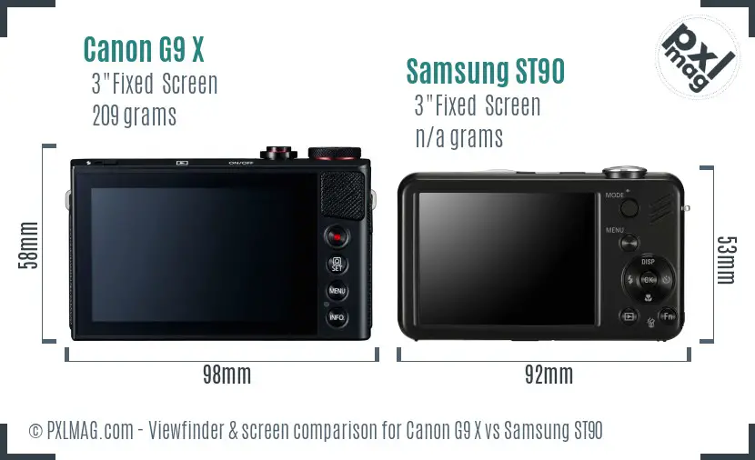 Canon G9 X vs Samsung ST90 Screen and Viewfinder comparison