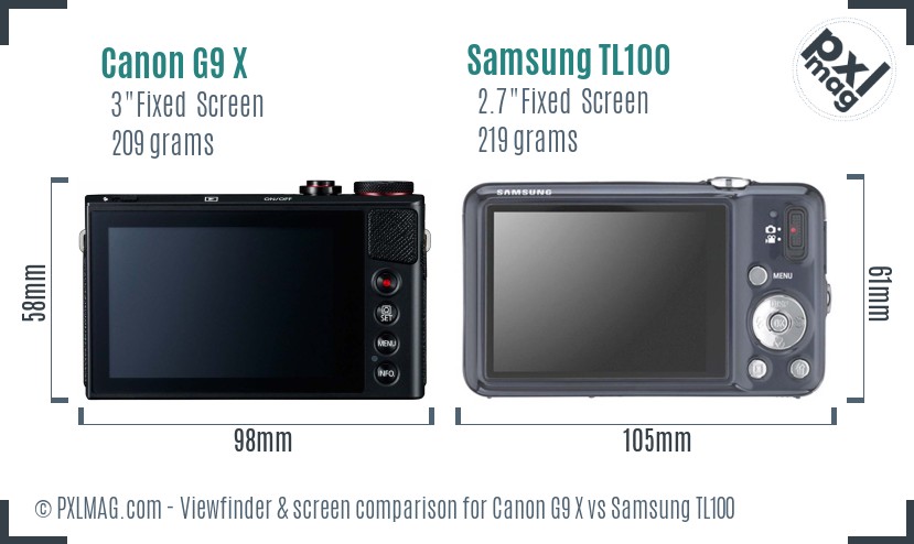 Canon G9 X vs Samsung TL100 Screen and Viewfinder comparison