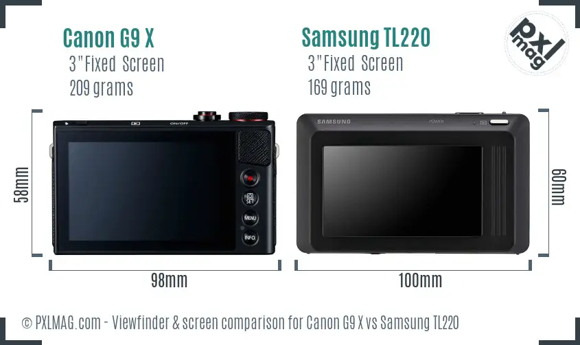 Canon G9 X vs Samsung TL220 Screen and Viewfinder comparison