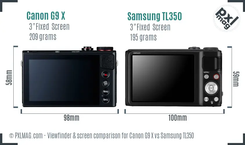 Canon G9 X vs Samsung TL350 Screen and Viewfinder comparison