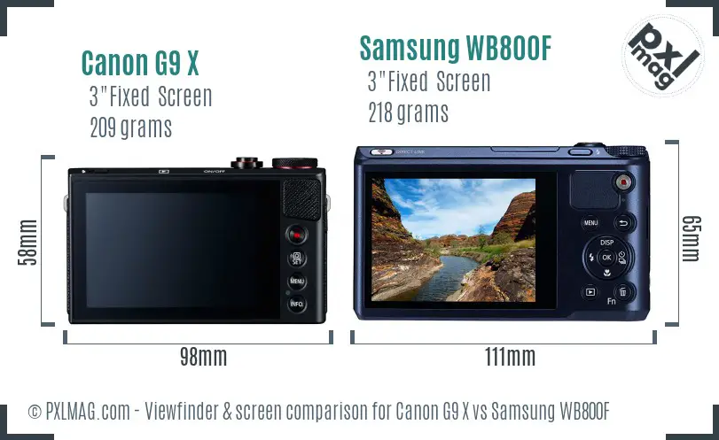 Canon G9 X vs Samsung WB800F Screen and Viewfinder comparison