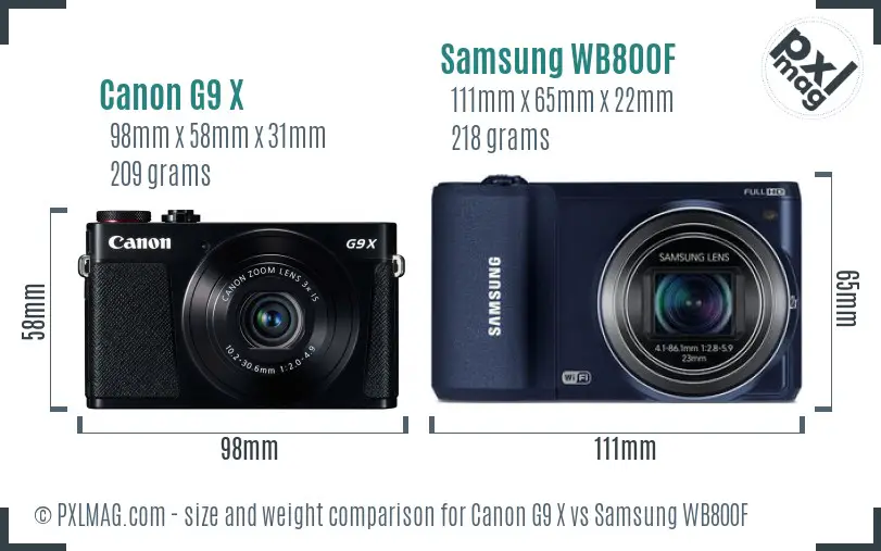 Canon G9 X vs Samsung WB800F size comparison