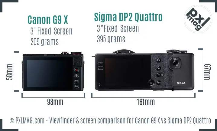 Canon G9 X vs Sigma DP2 Quattro Screen and Viewfinder comparison