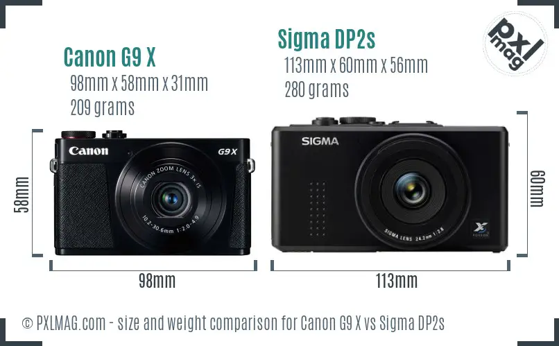 Canon G9 X vs Sigma DP2s size comparison