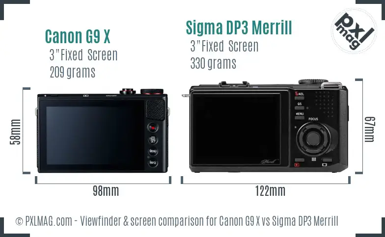 Canon G9 X vs Sigma DP3 Merrill Screen and Viewfinder comparison